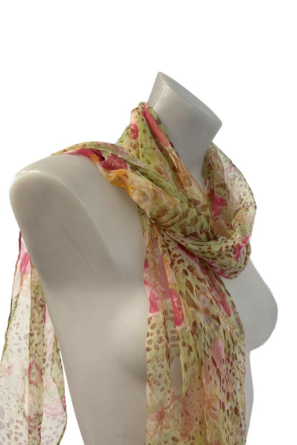 Delicate abstract flowers silk scarf