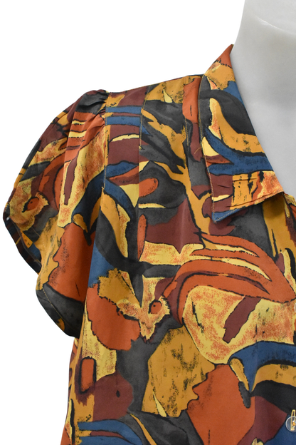 1980's/90's Groovy retro button up top, S