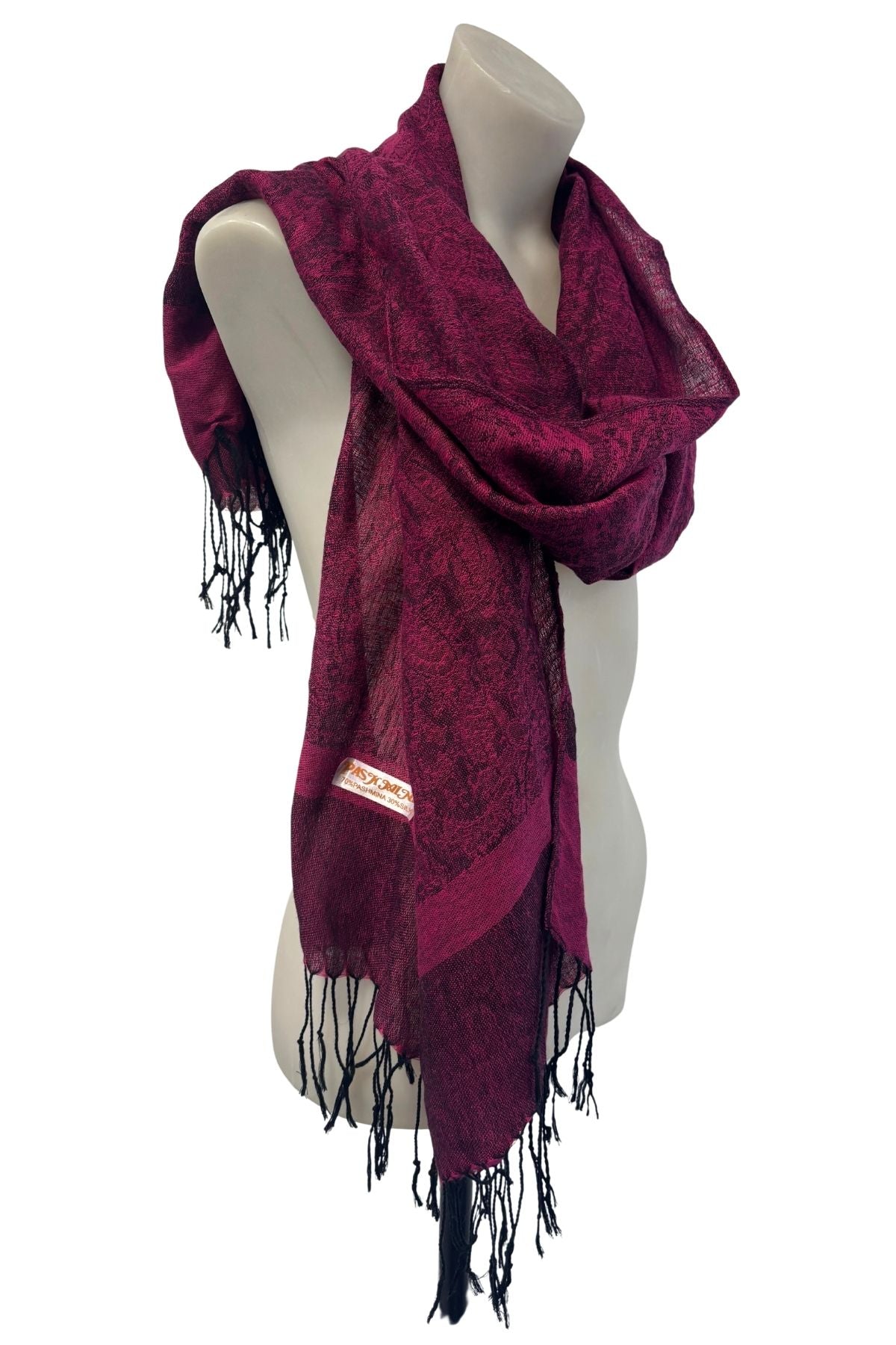 Pashmina + Silk deep fuchsia shawl