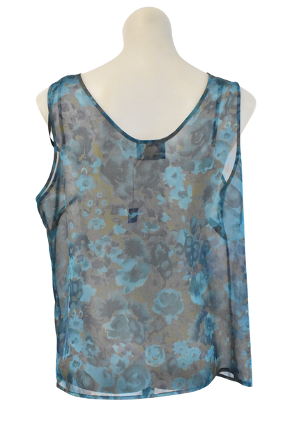 Vintage Classique "Collections" blue oil painting flowers cami, 16