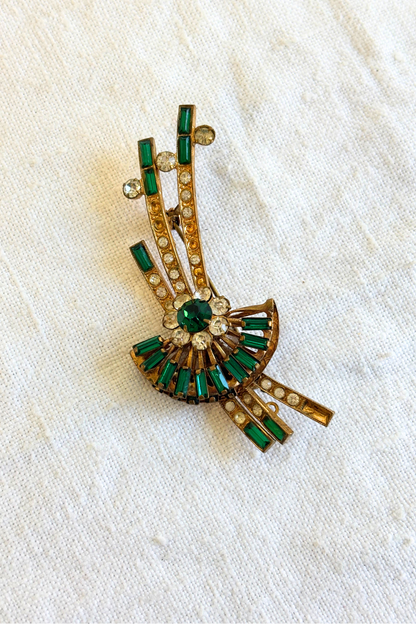 Vintage faux emerald brooch