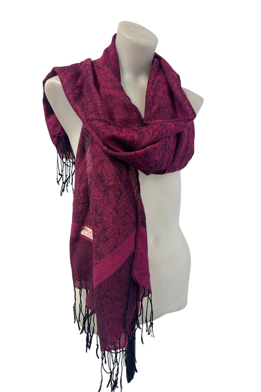 Pashmina + Silk deep fuchsia shawl