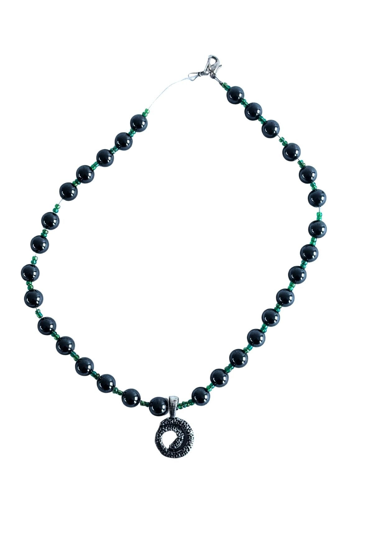 Beaded diamante koru necklace