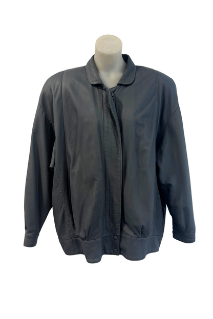 Marcol NZ made vintage lambskin grey leather jacket, 14