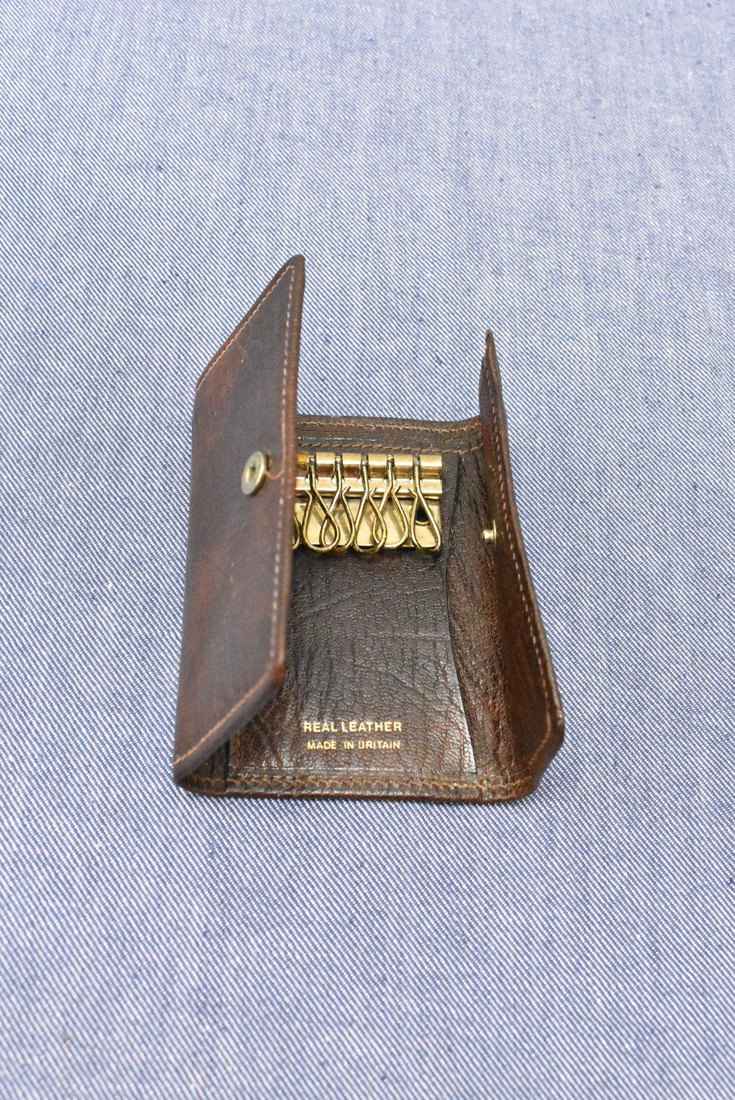 Vintage leather key ring wallet