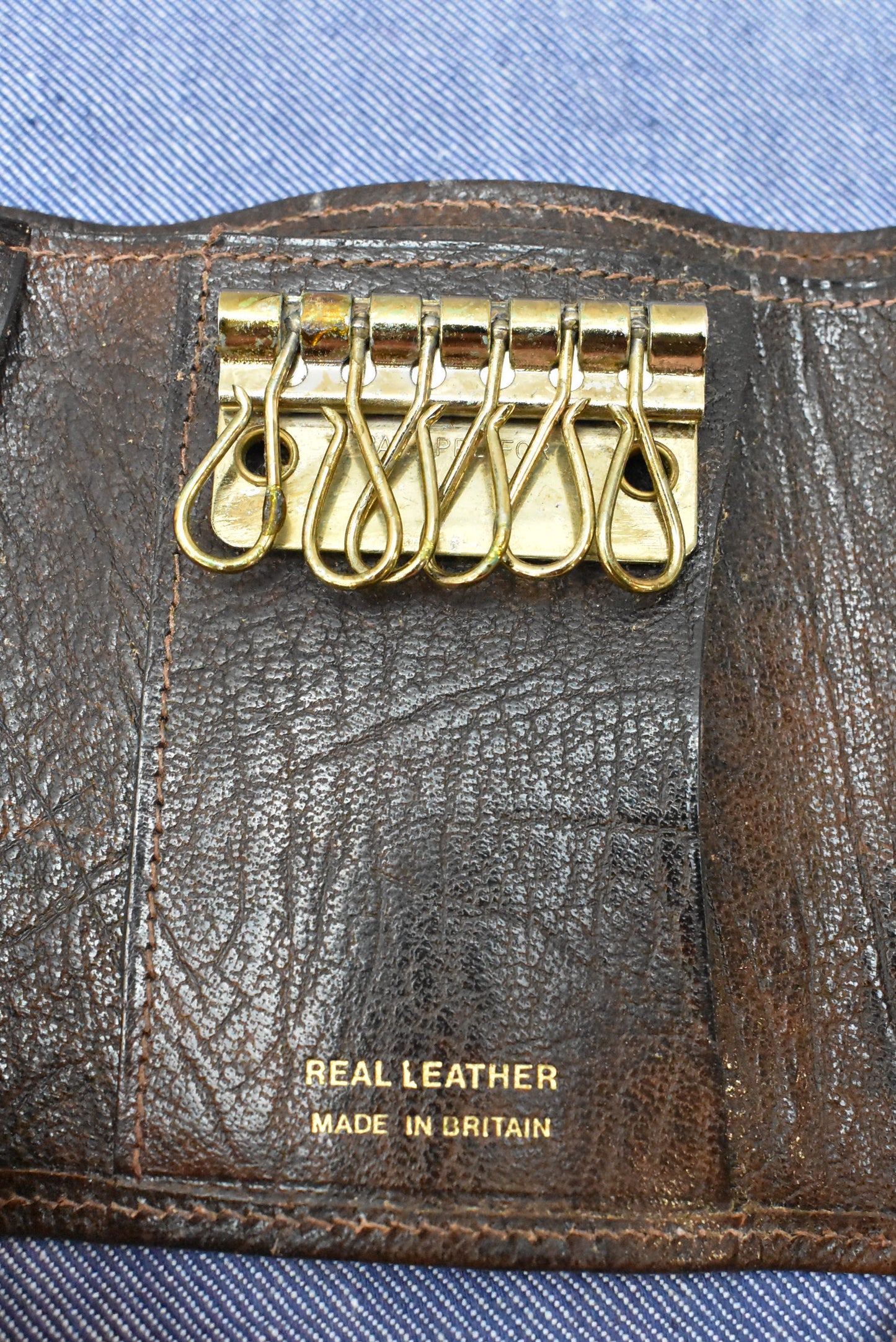 Vintage leather key ring wallet