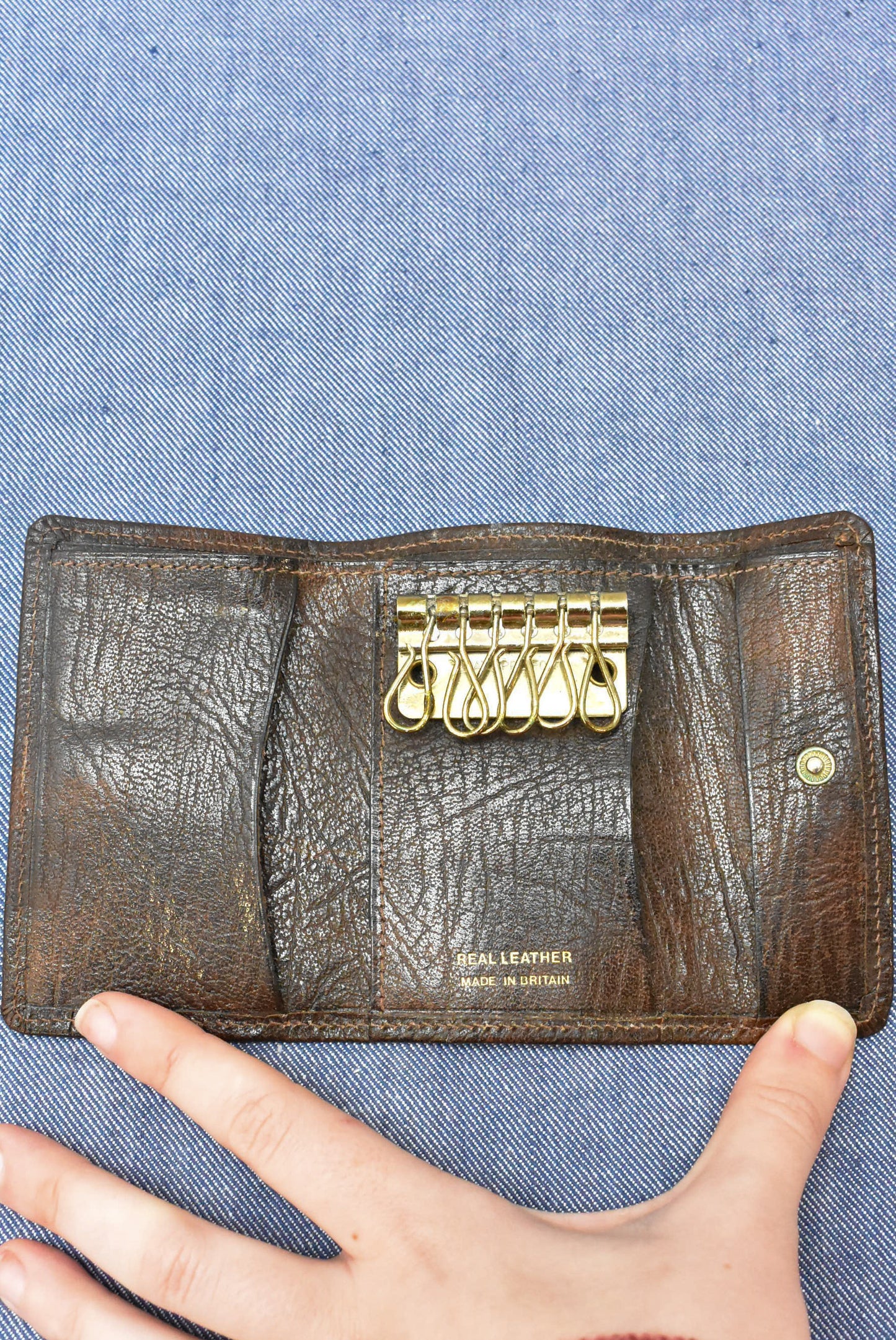 Vintage leather key ring wallet