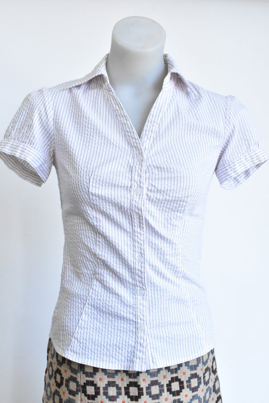 Jacqui.E contoured short-sleeved cotton mix shirt, XS