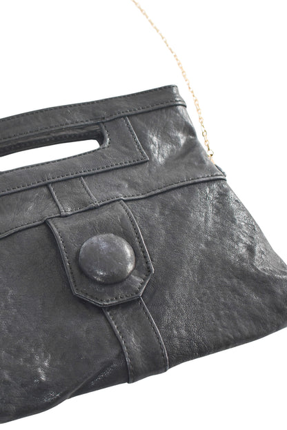 Genuine leather Art Wood black bag