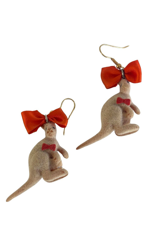 Vintage fuzzy kangaroo earrings