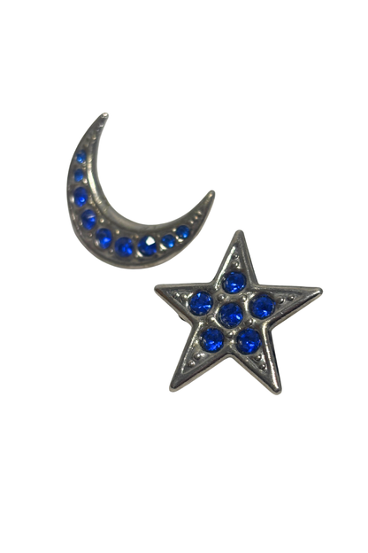 Starry night blue gem brooch pair
