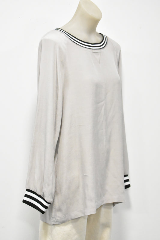 Vassali silver wide neck long-sleeve blouse, 14