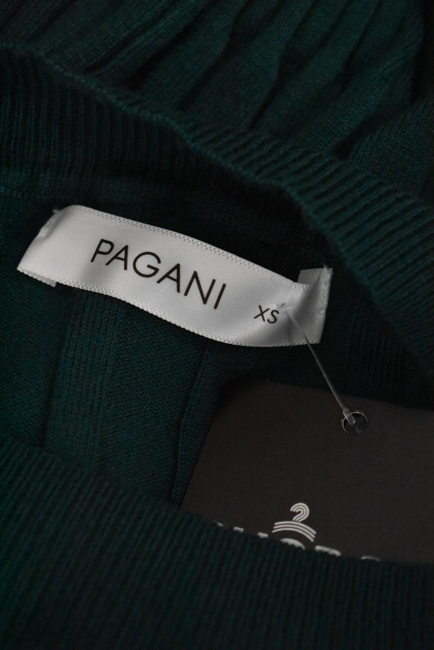 Pagani emerald green ribbed long sleeve knit top, XS
