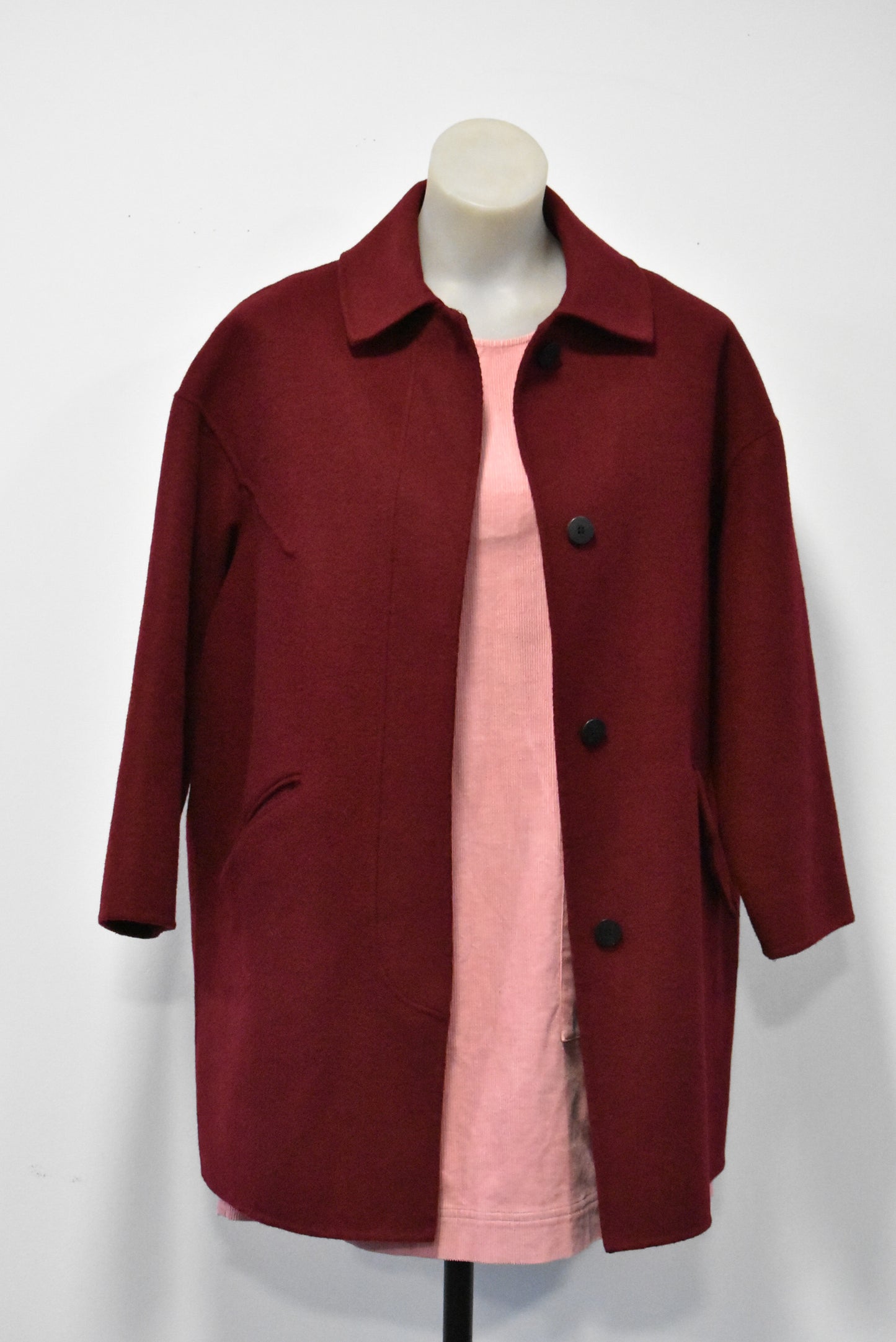 Zara Basic dark burgundy coat, M