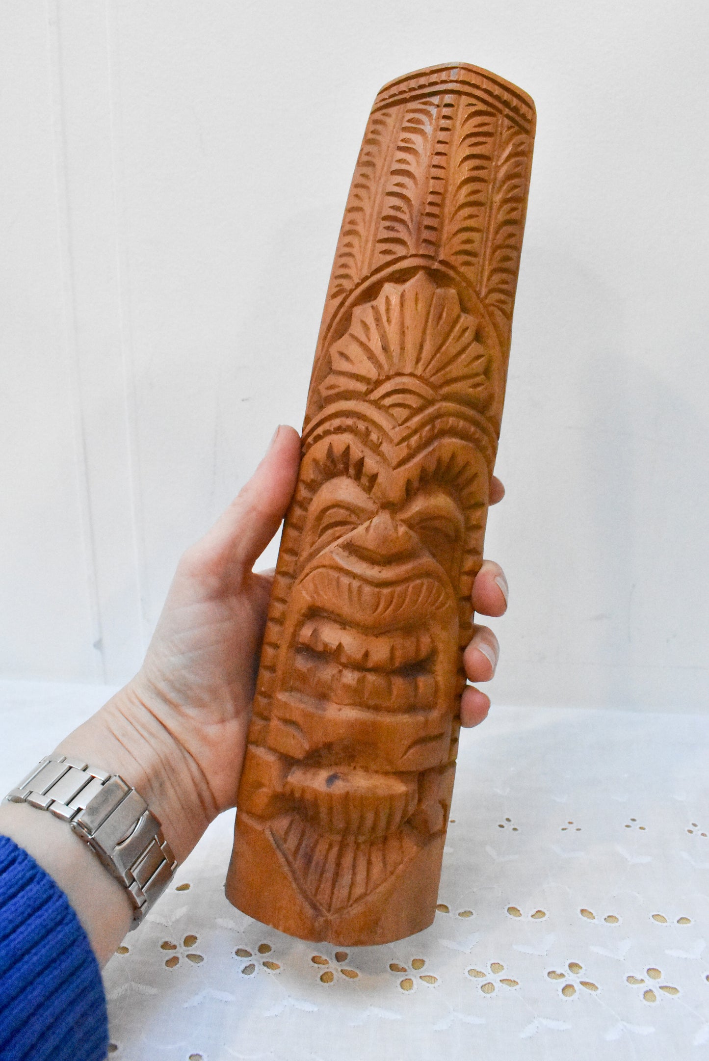 Hand carved wooden statue