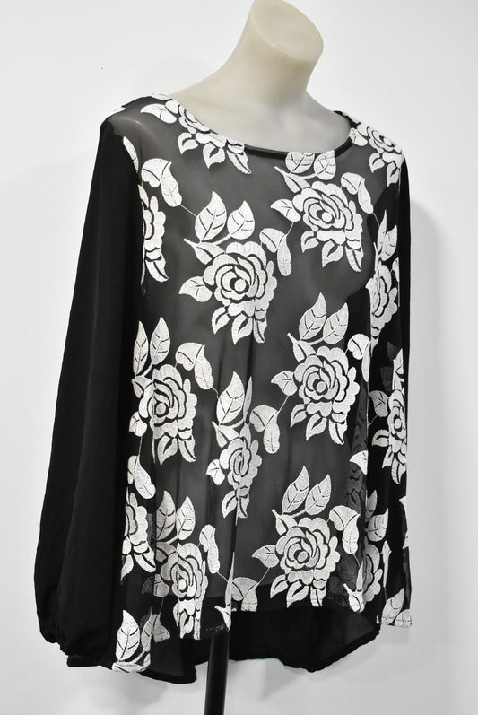 ChristinZ sheer with flowers top, M