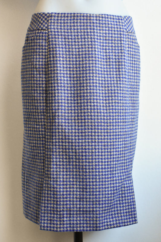 Boden wool tweed blue pencil skirt with pockets, size 10L