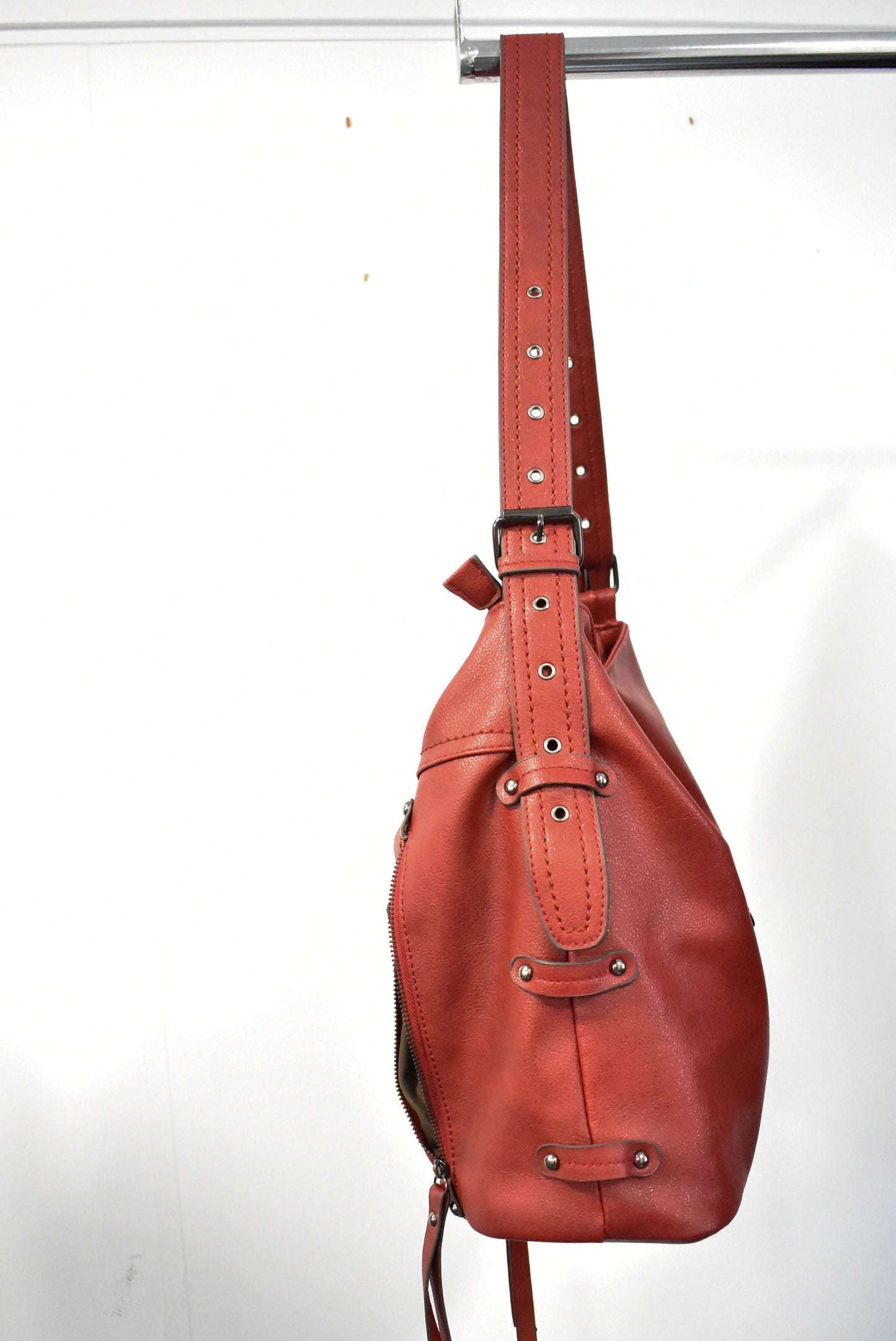 Large red shoulder bag