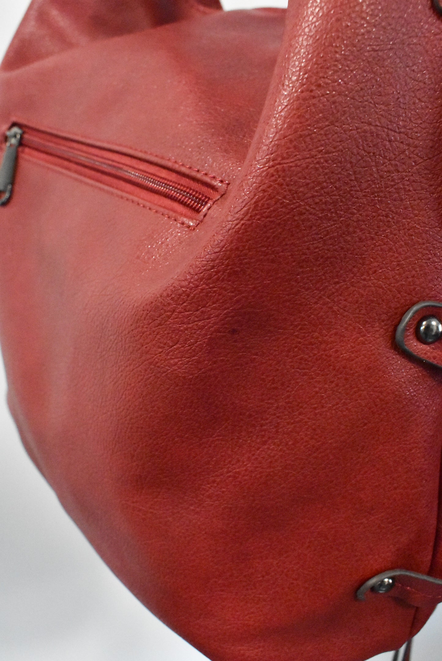 Large red shoulder bag