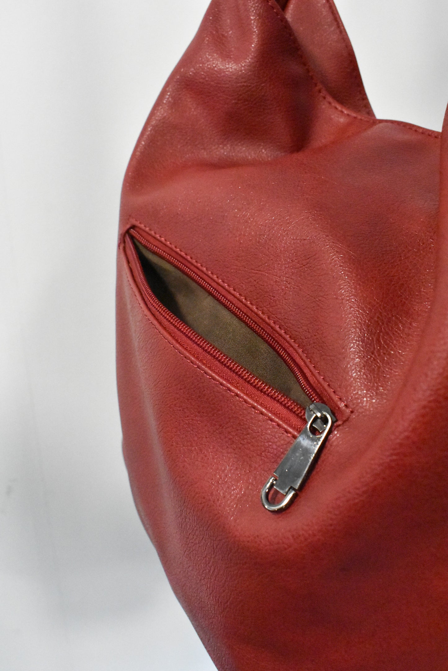 Large red shoulder bag