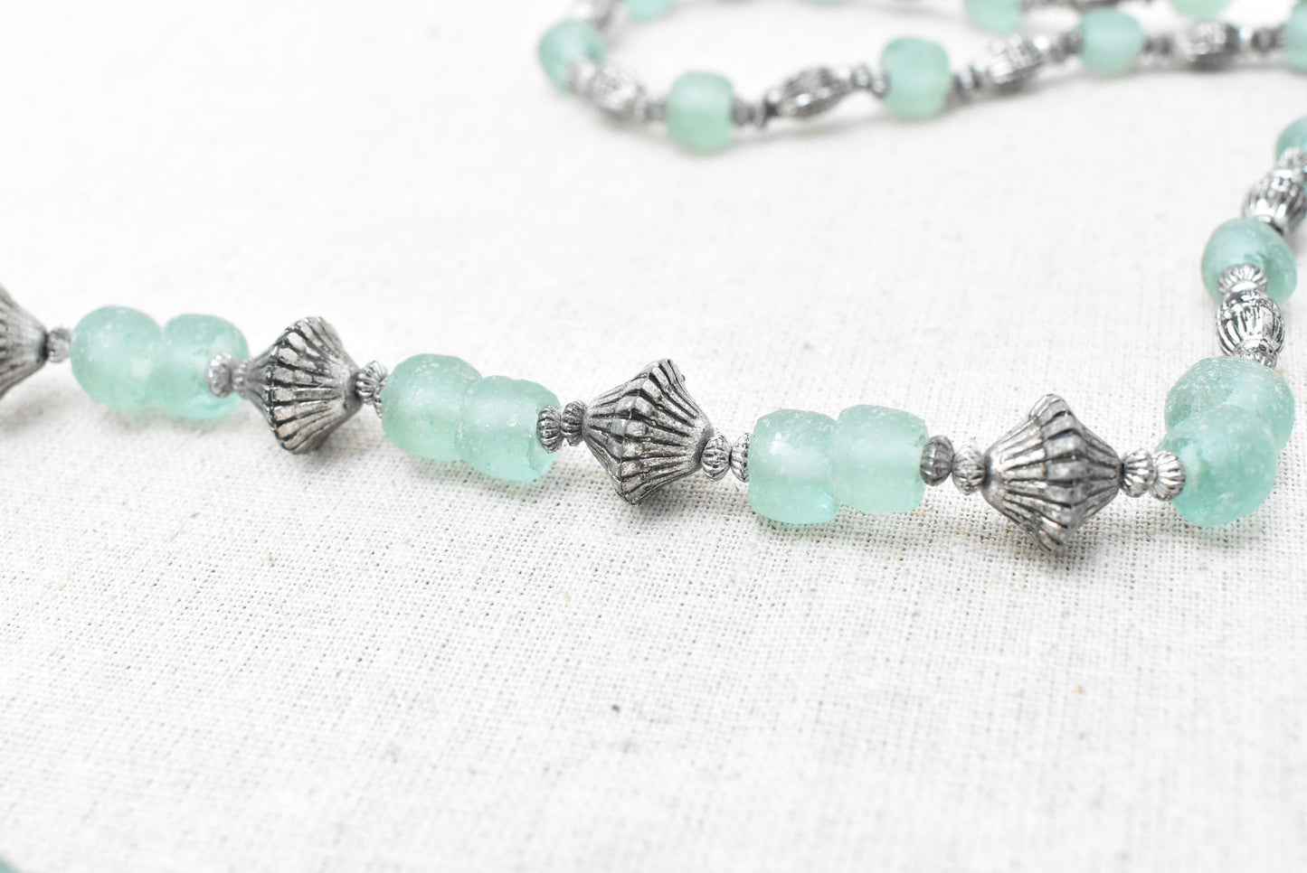 Seafoam green glass bead necklace