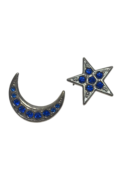 Starry night blue gem brooch pair