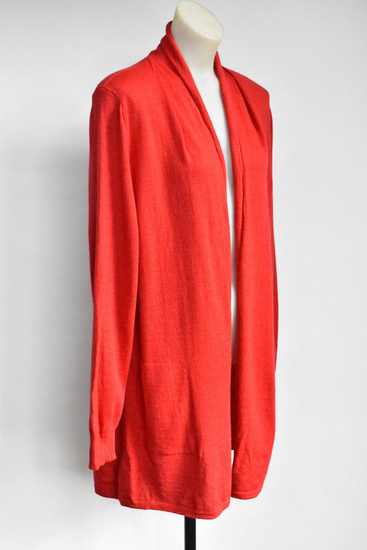 Aok red merino cardigan with pockets, L