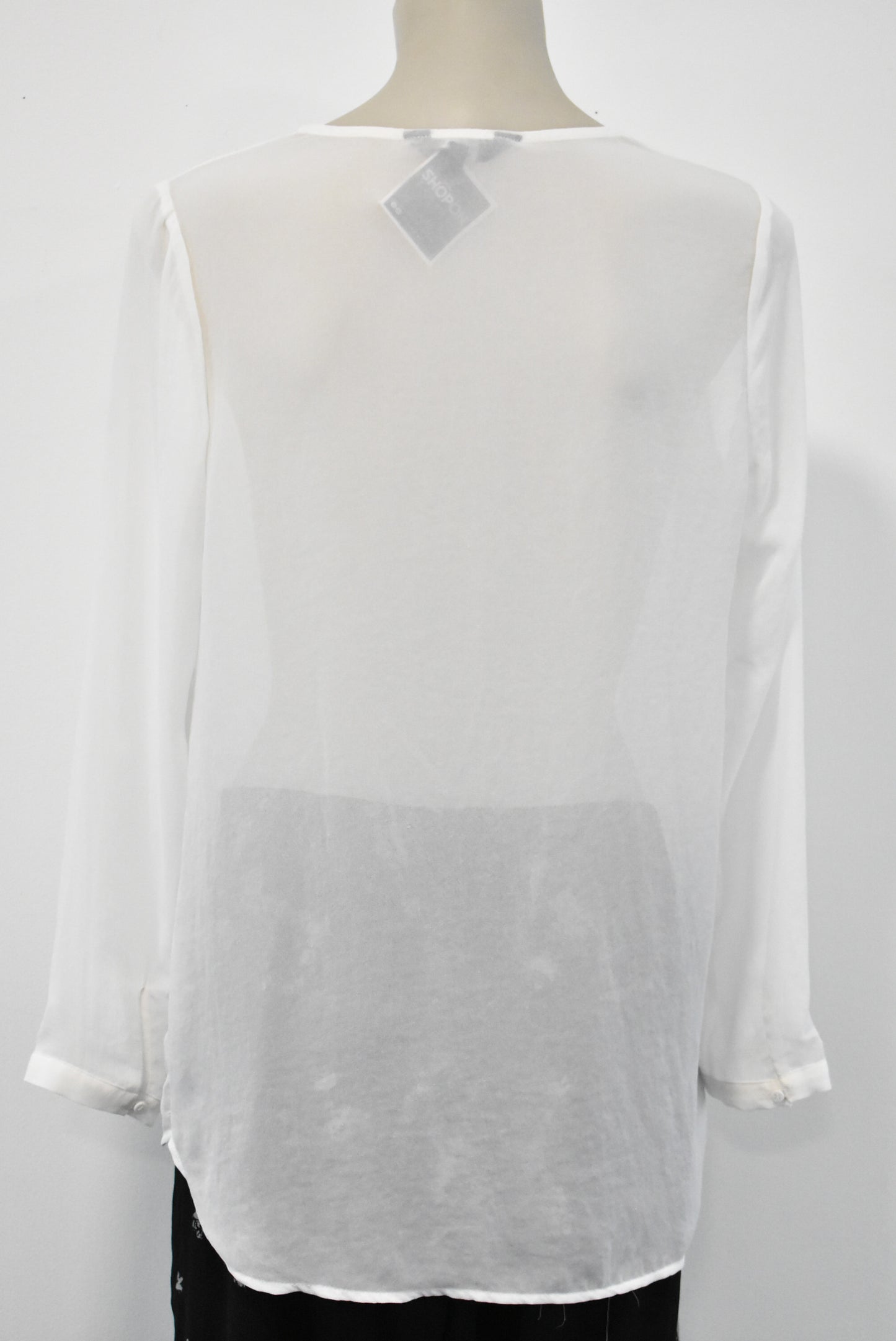 Max long-sleeved delicate sheer top with crew neck, Size 10