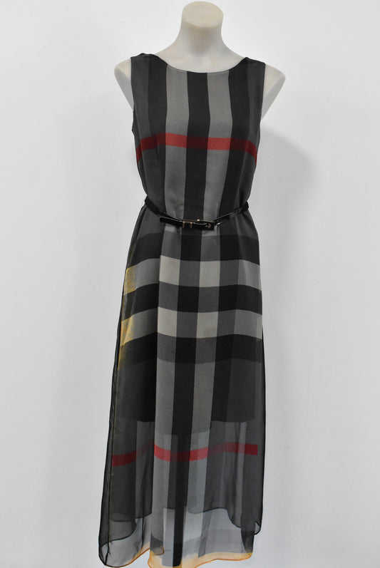 Silk dress with belt accessory, S