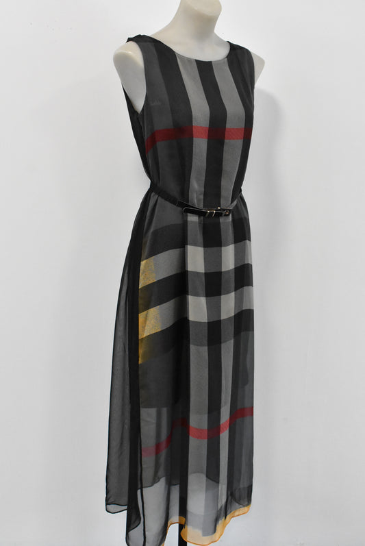 Silk dress with belt accessory, S