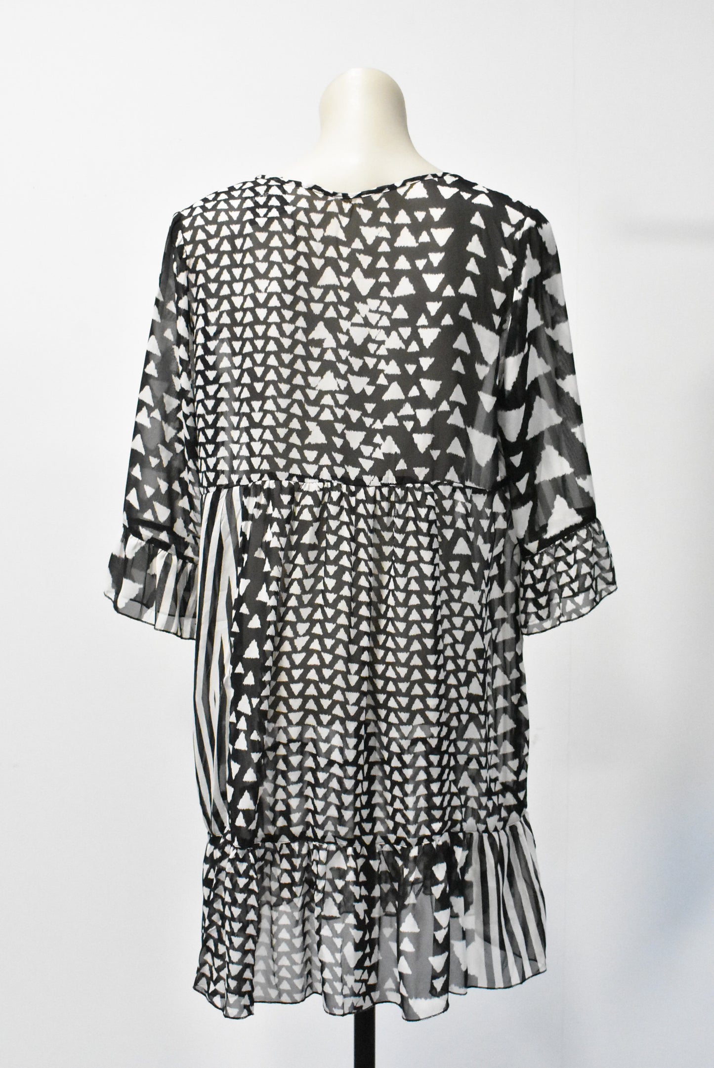 Black and white chiffon dress, L