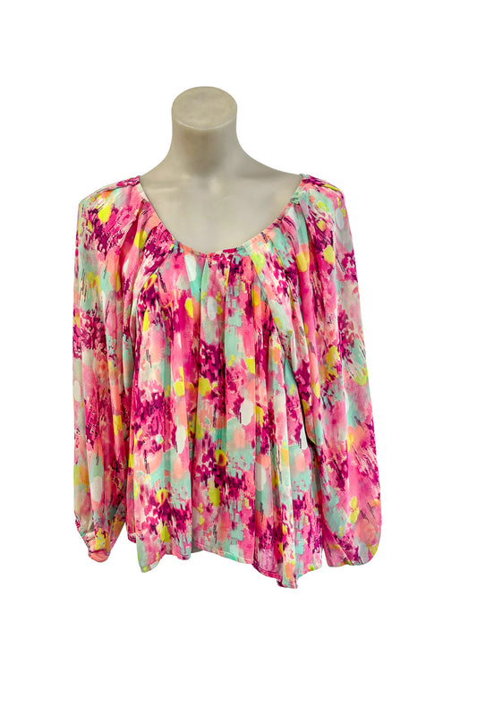 Augustine water colour flowy blouse, S
