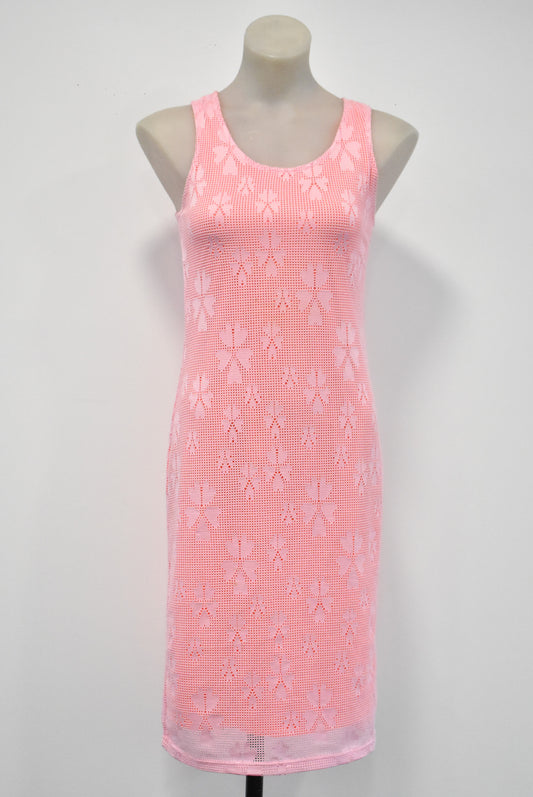 Charlo neon peep, lacey overlay dress, S