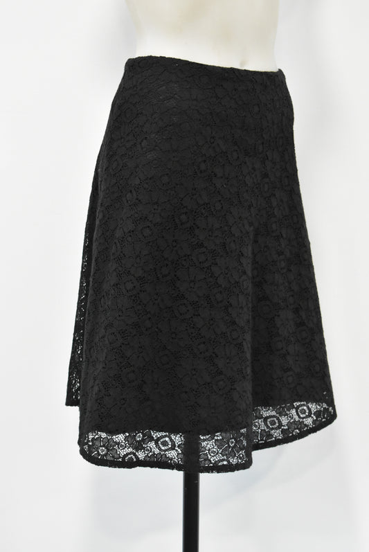 Carlson NZ made lacey cotton black skirt, S