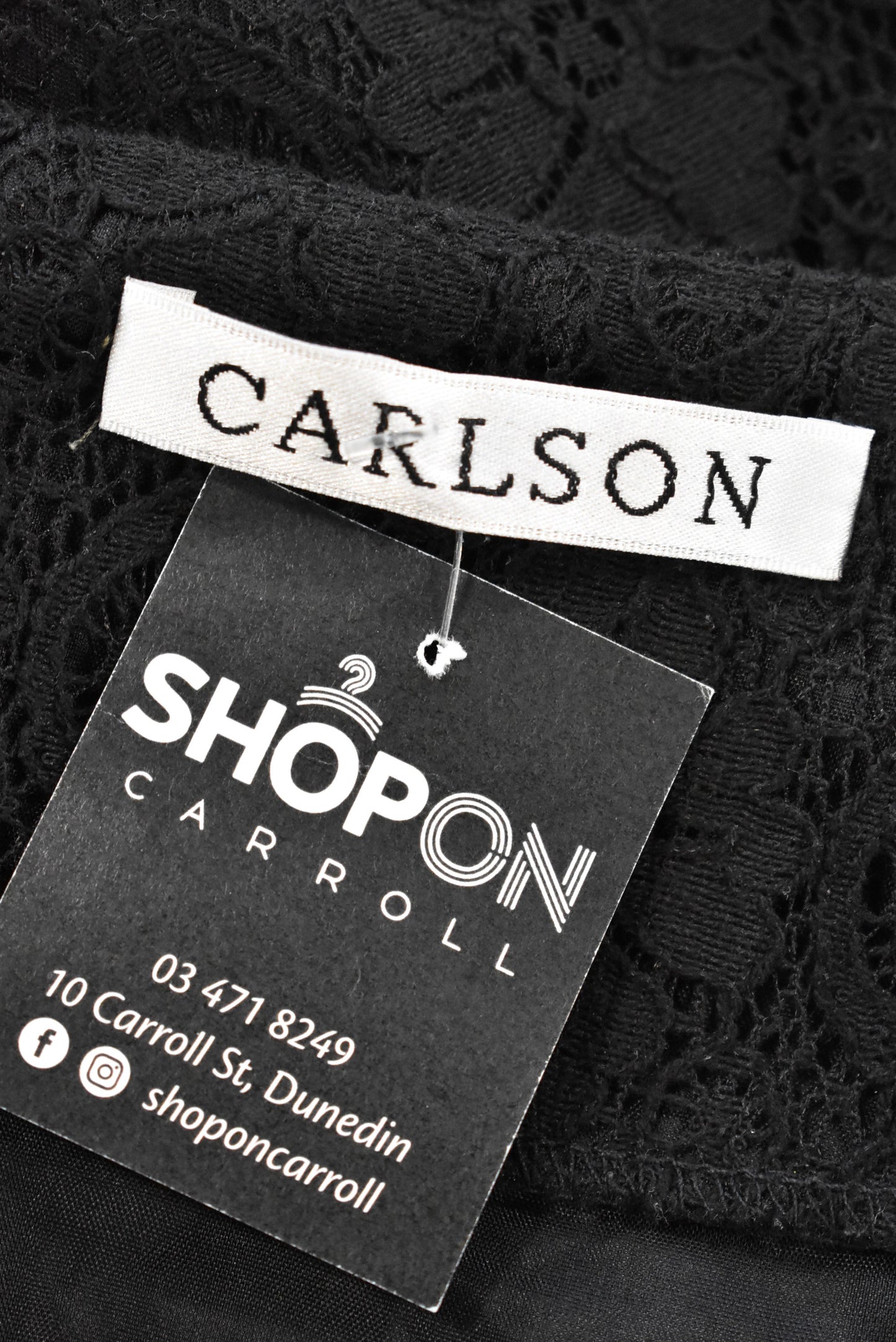 Carlson NZ made lacey cotton black skirt, S