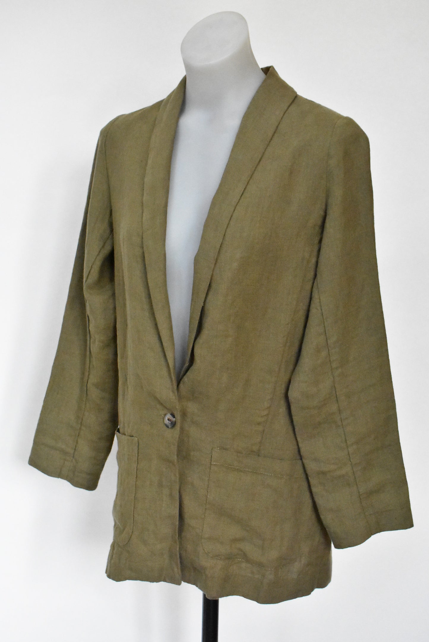 Max linen olive green blazer, 6 (NWT)