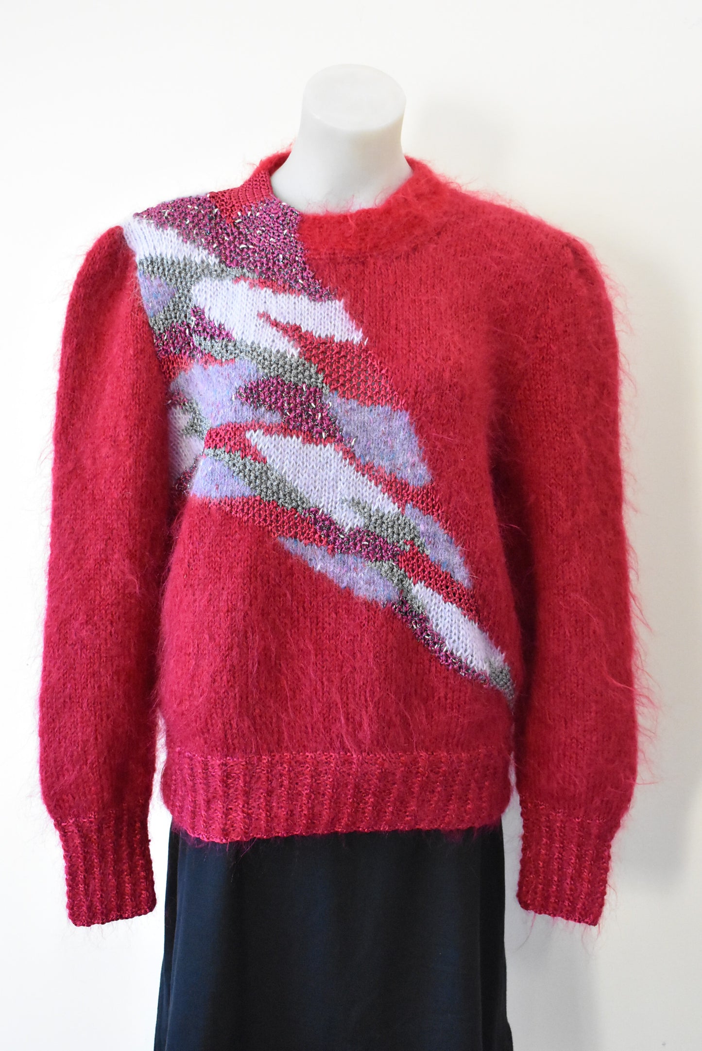 Stunning red mohair jumper, M