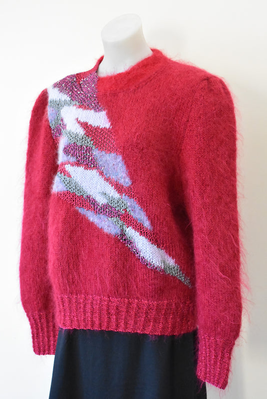 Stunning red mohair jumper, M