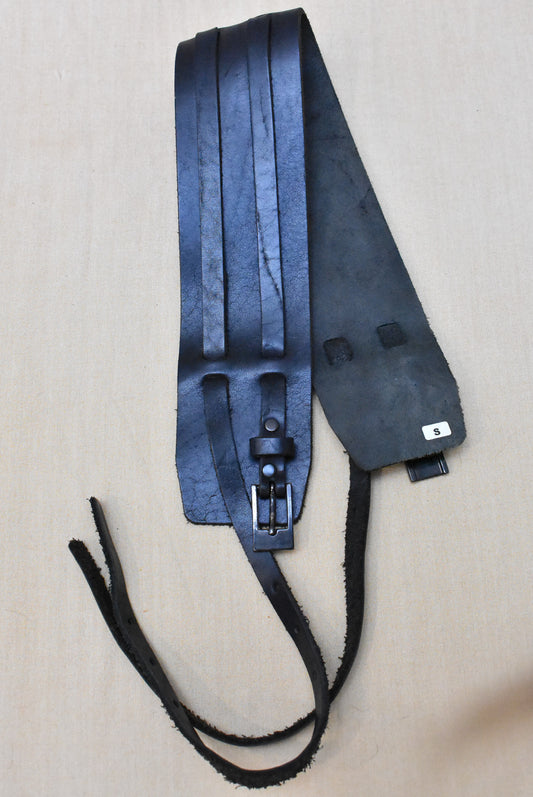 Unique black leather belt