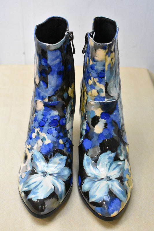Django & Juliette blue and yellow floral boots, 41