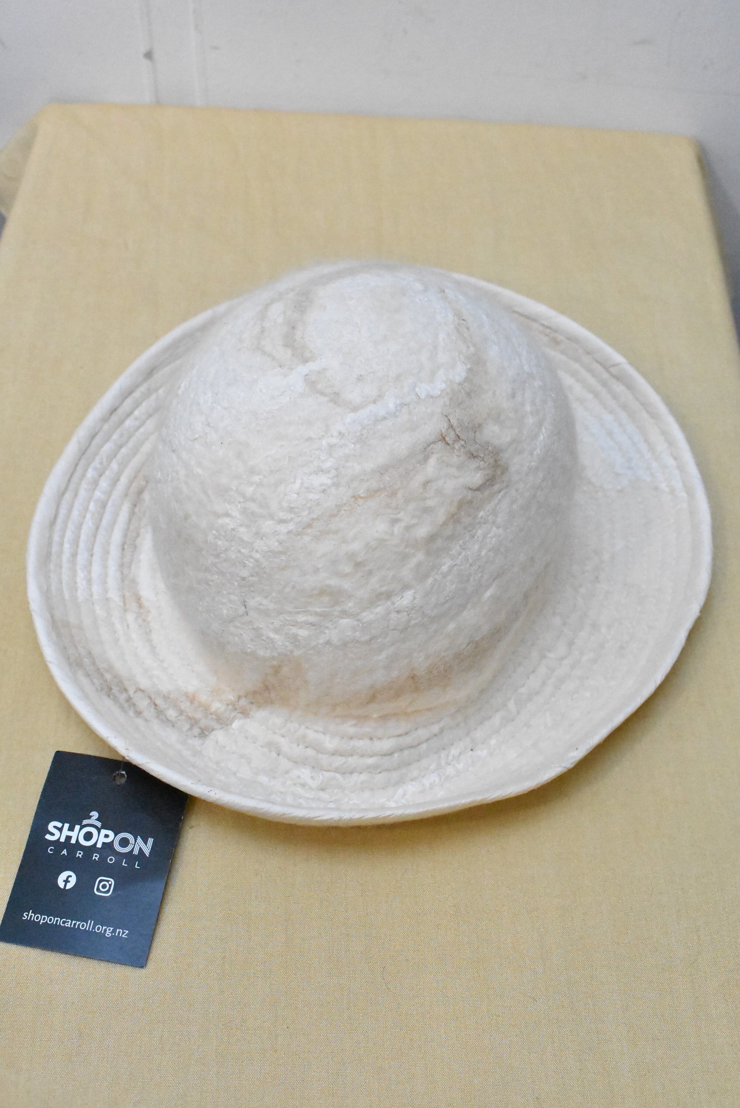 Handmade cream felted hat