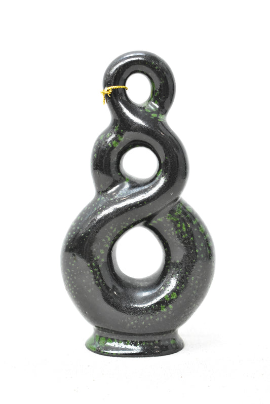 Double twist ceramic ornament, made in NZ