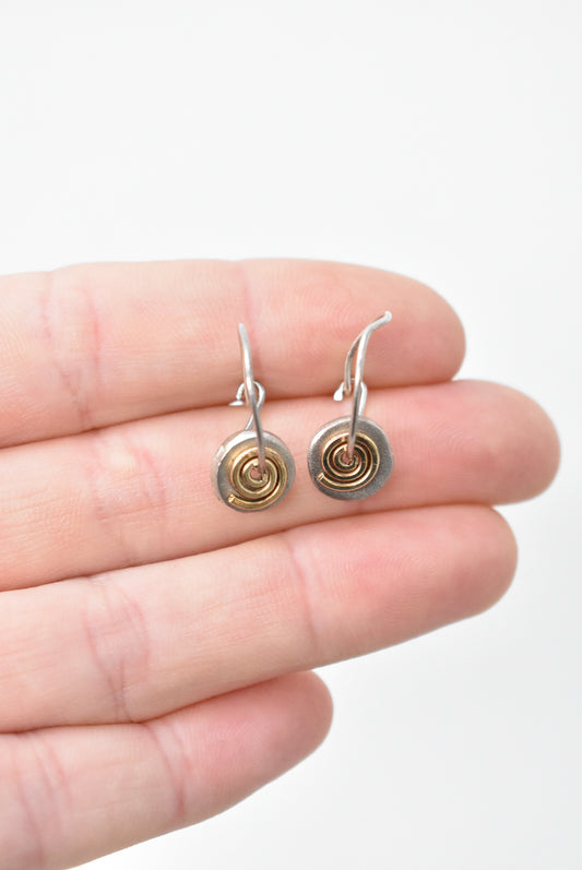 Sterling and gold swirl earrings