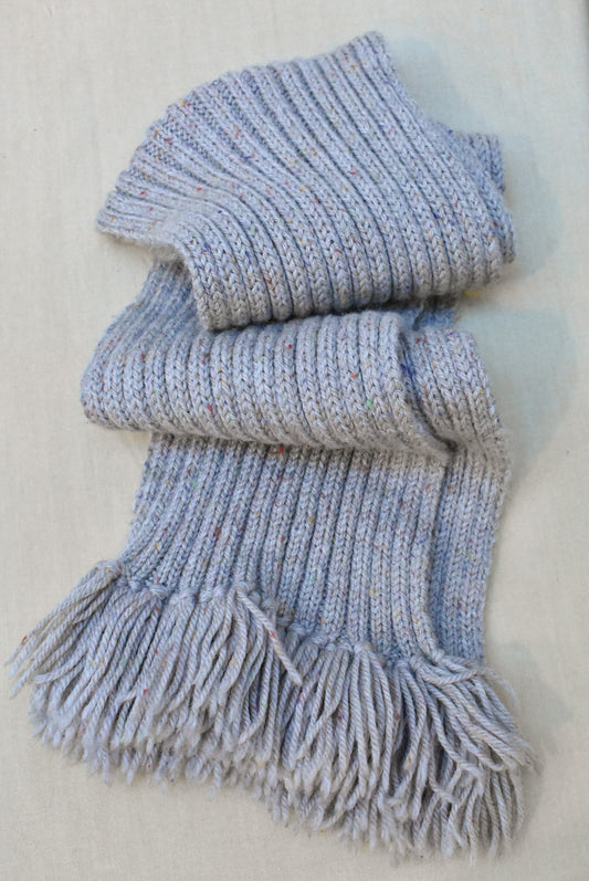 Fringed cable knit scarf