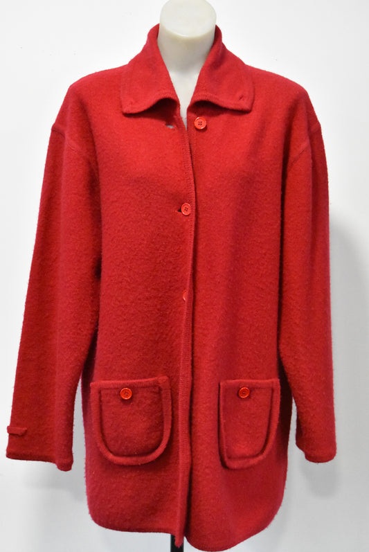 RJ red wool cardigan, L