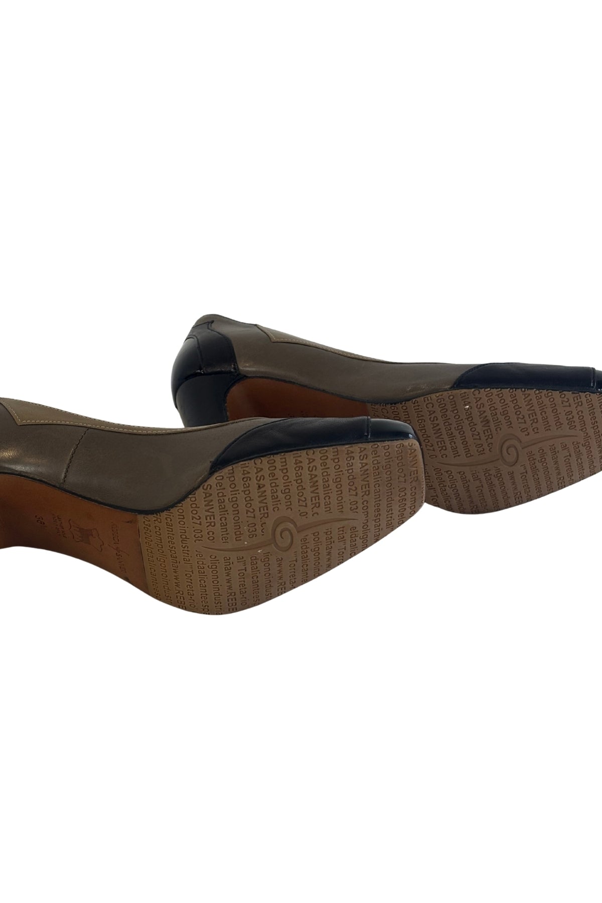 Rebecca Sanver leather tri toned heels, 36 1/2