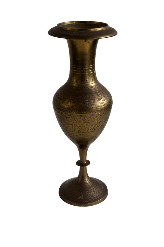 Vintage Etched Brass Vase