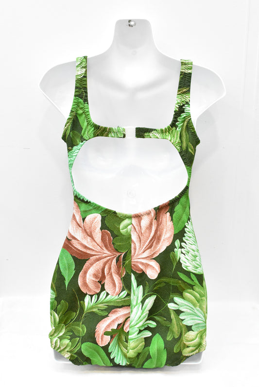 Vintage leaf pattern swimsuit, S