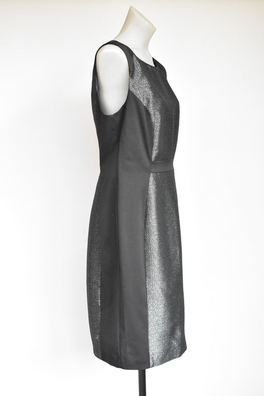 Jacqui E elegant metallic pencil dress, size M