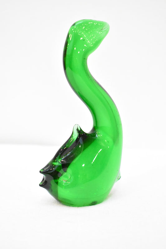 Vintage green art glass fish